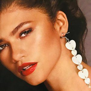 MOTHER OF PEARL 5" LONG EARRINGS STERLING HOOKS